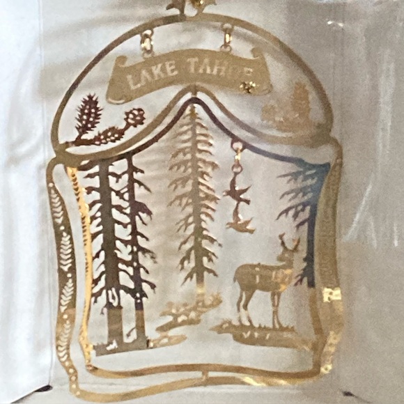 NEW!  Genuine 24K Gold Flashed Brass Vintage Ornament featuring Lake Tahoe - Picture 5 of 5